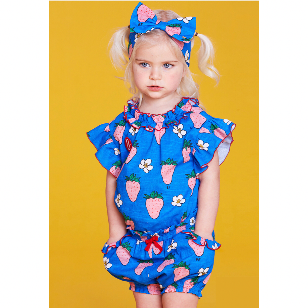 All Over Strawberry Baby Ruffle Blouse & Short Pants