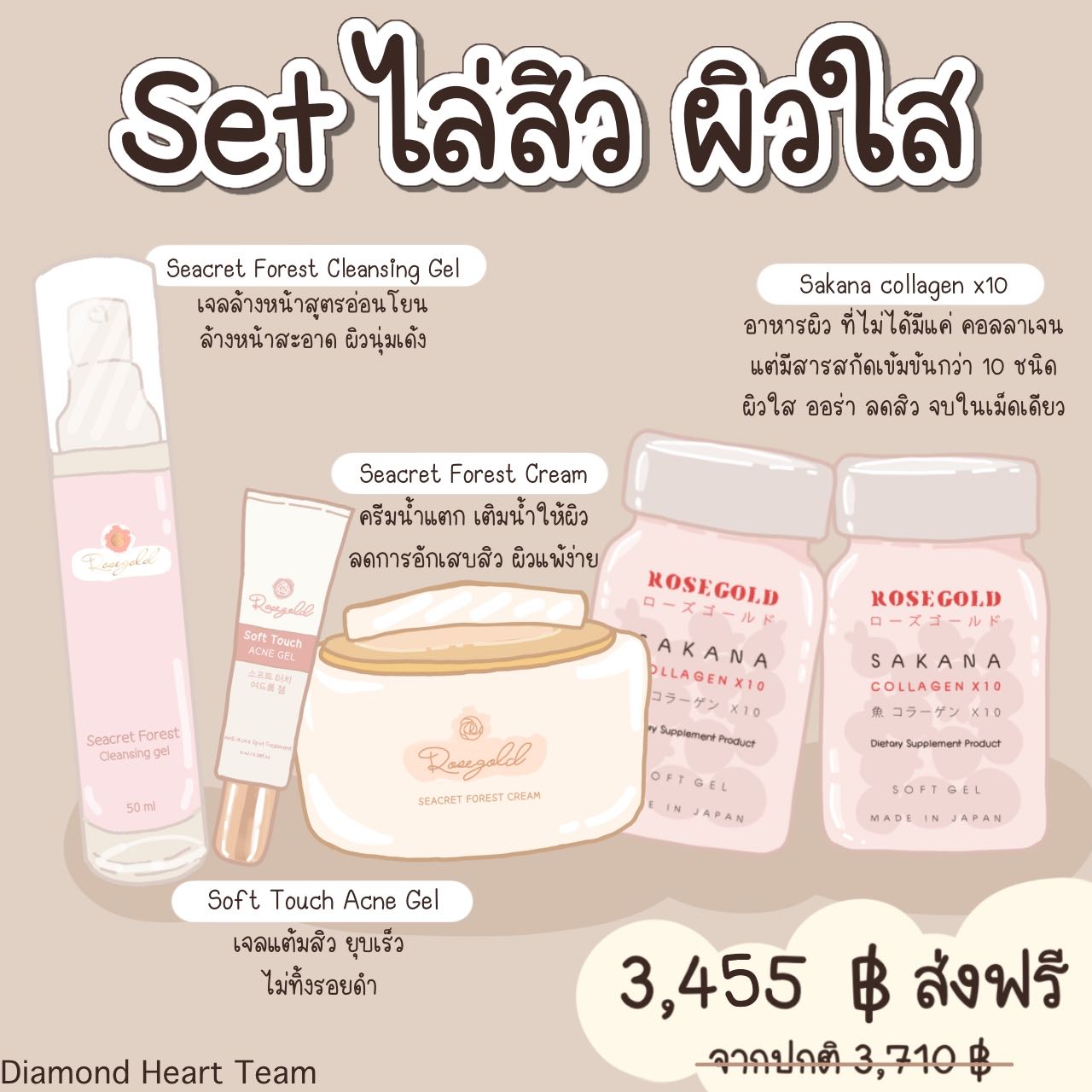 Set ไล่สิว ผิวใส (ผิวแพ้ง่ายใช้ได้)