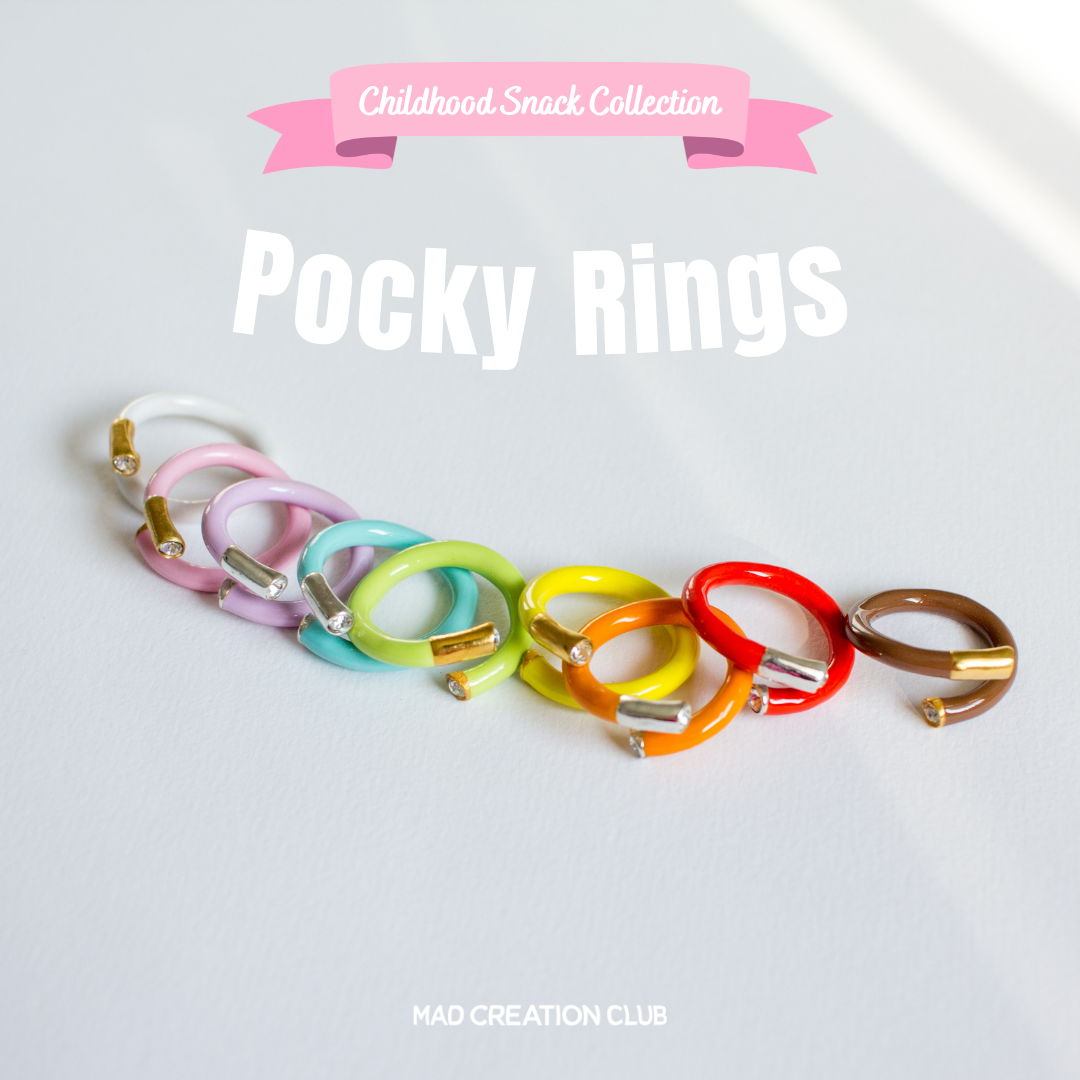 Pocky Enamel Rings