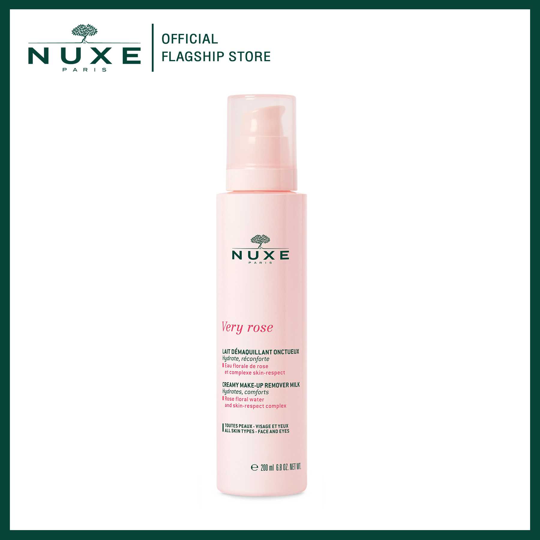 NUXE VERY ROSE CREAMY MAKE-UP REMOVER MILK 200ml. (คลีนซิ่งมิลค์ ล้างเครื่องสำอาง)