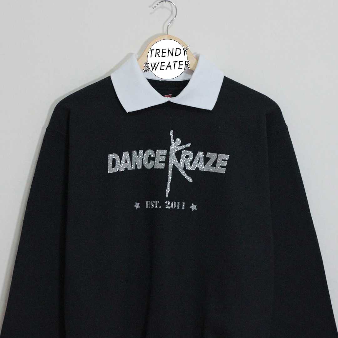 สเวตเตอร์ คอปก มือ 2 ป้าย Hanes ลายบนเสื้อมีกากเพชร Size S