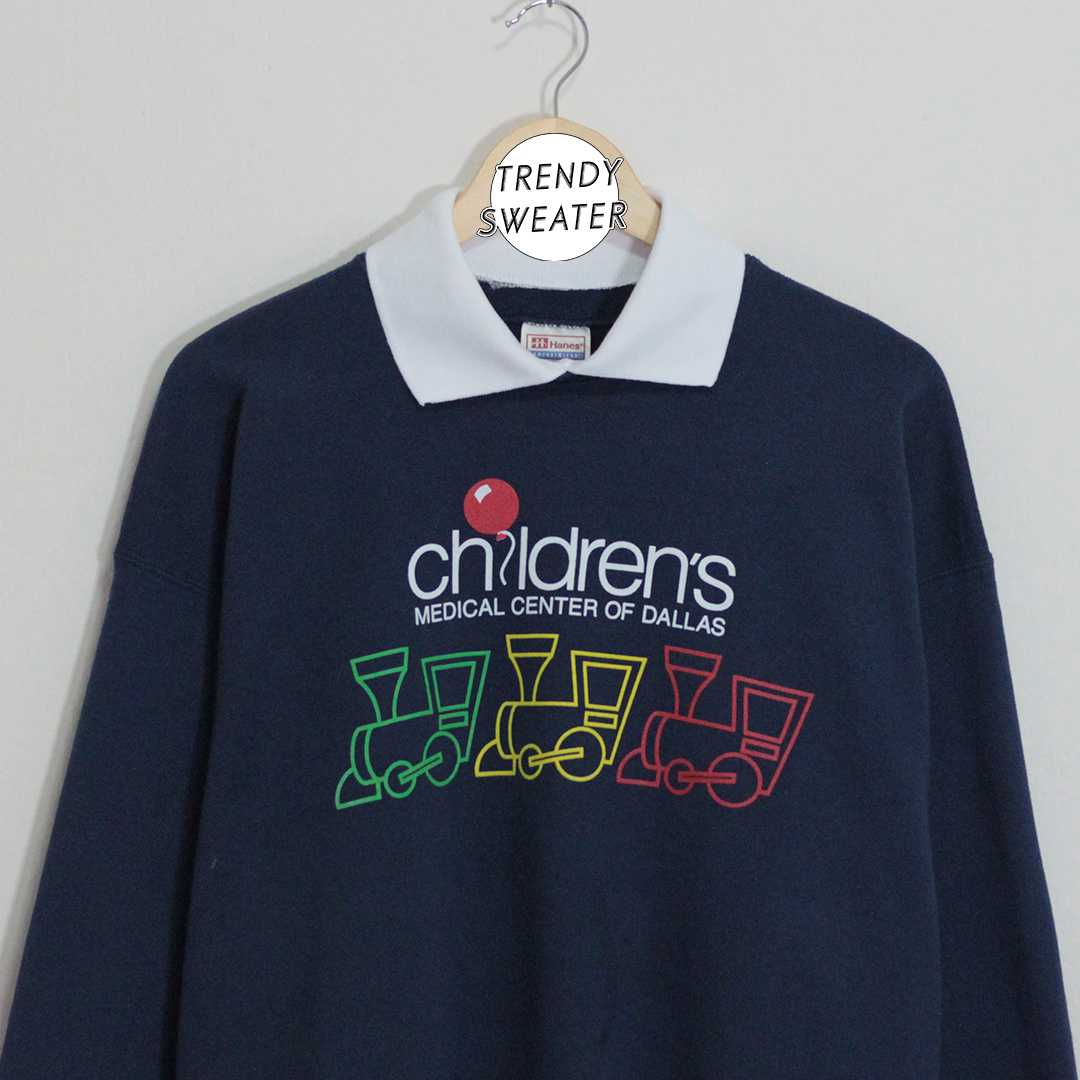 สเวตเตอร์ คอปก มือ 2 ป้าย Hanes ลายพิมพ์ Size L