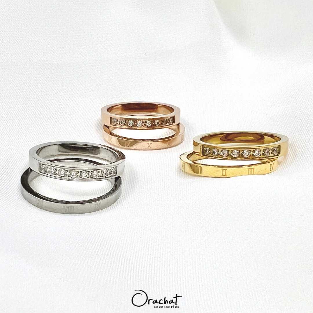 (ส่งฟรี) TM winkle 14k ring set. (แหวนเซ็ตงานชุบ 14k (สแตนเลส) สวย ทน โดนน้ำหอมได้ไม่ลอก)