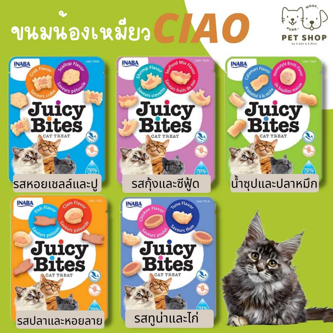 INABA Juicy Bites Mini Cat Snack อินาบะ ขนมแมวจุ้ยซี่ ไบท์ ซองมินิ ขนาด 11.3g