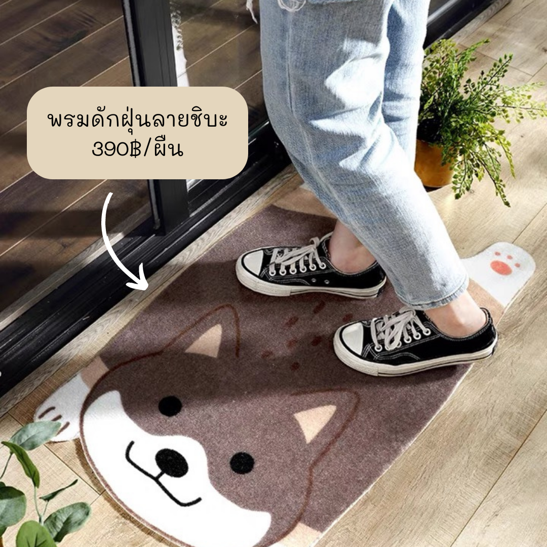 🐶พร้อมส่ง : พรมดักฝุ่น ลายชิบะ