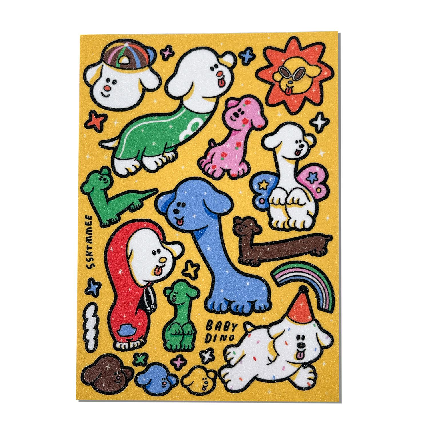 glitter sticker - baby dino