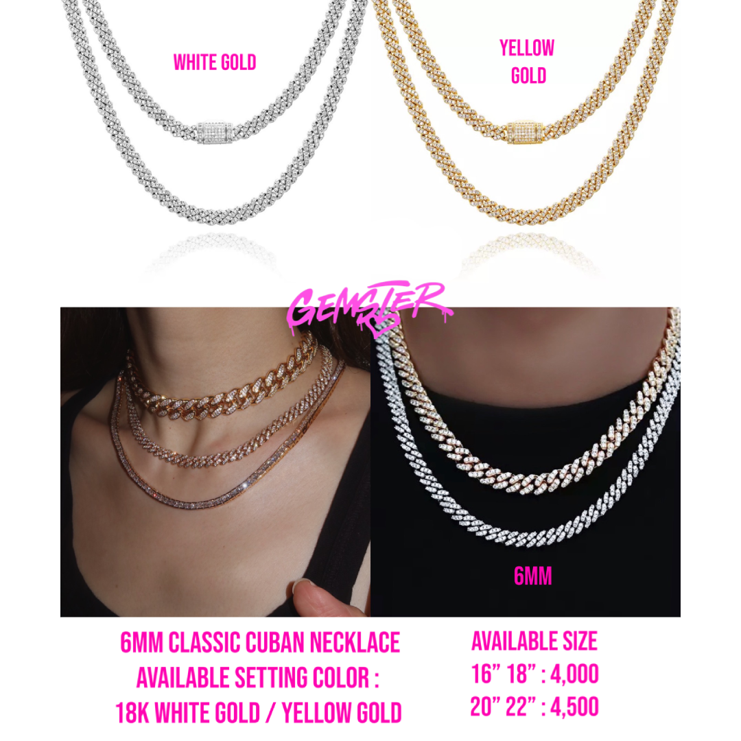 [พร้อมส่ง] 6mm Classic Cuban Necklace (2 setting)