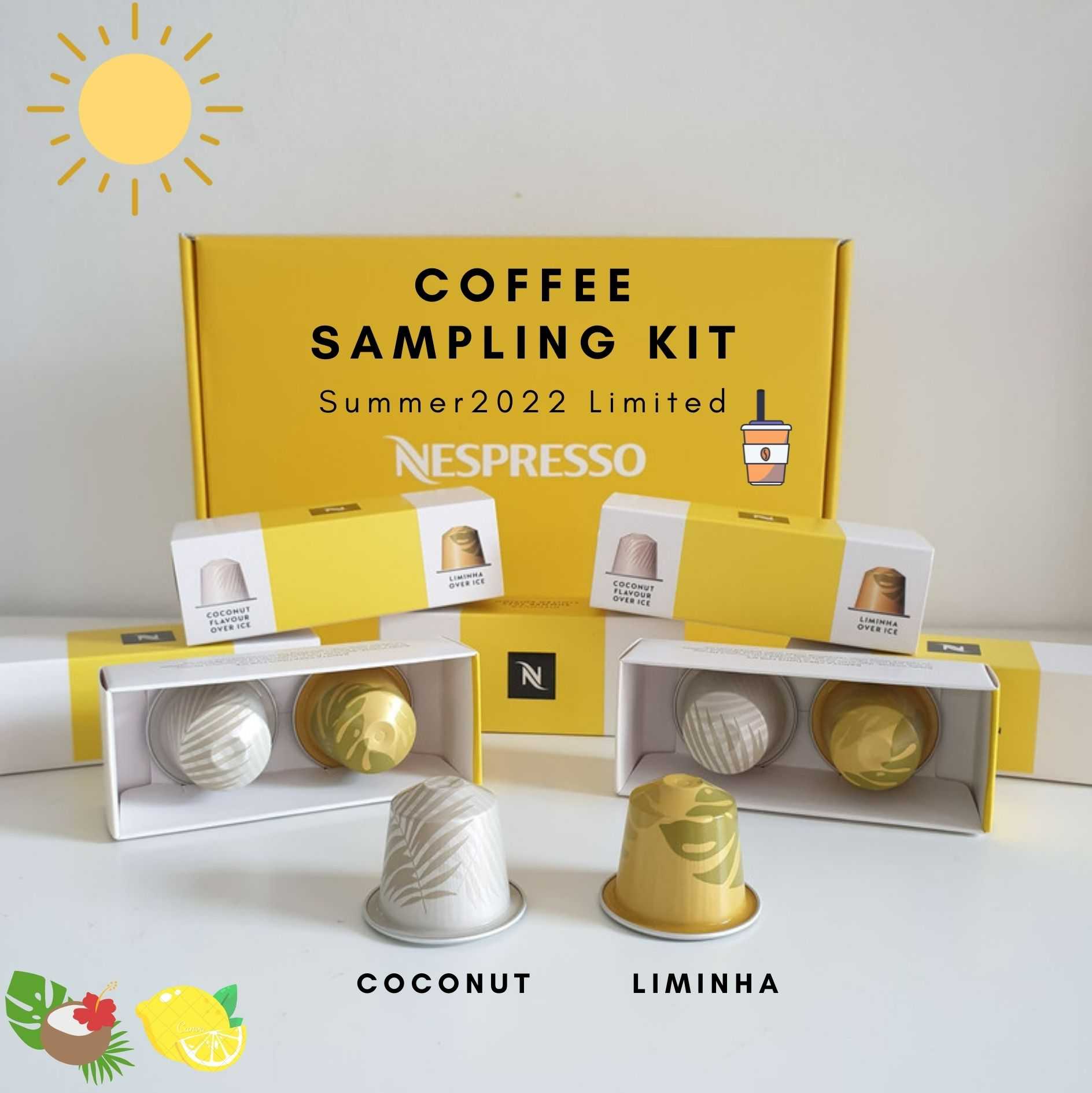 🍁พร้อมส่ง🍁Coffee sampling Kit Summer2022 Limited 2 capsules Coconut & Liminha Capsules Nespresso