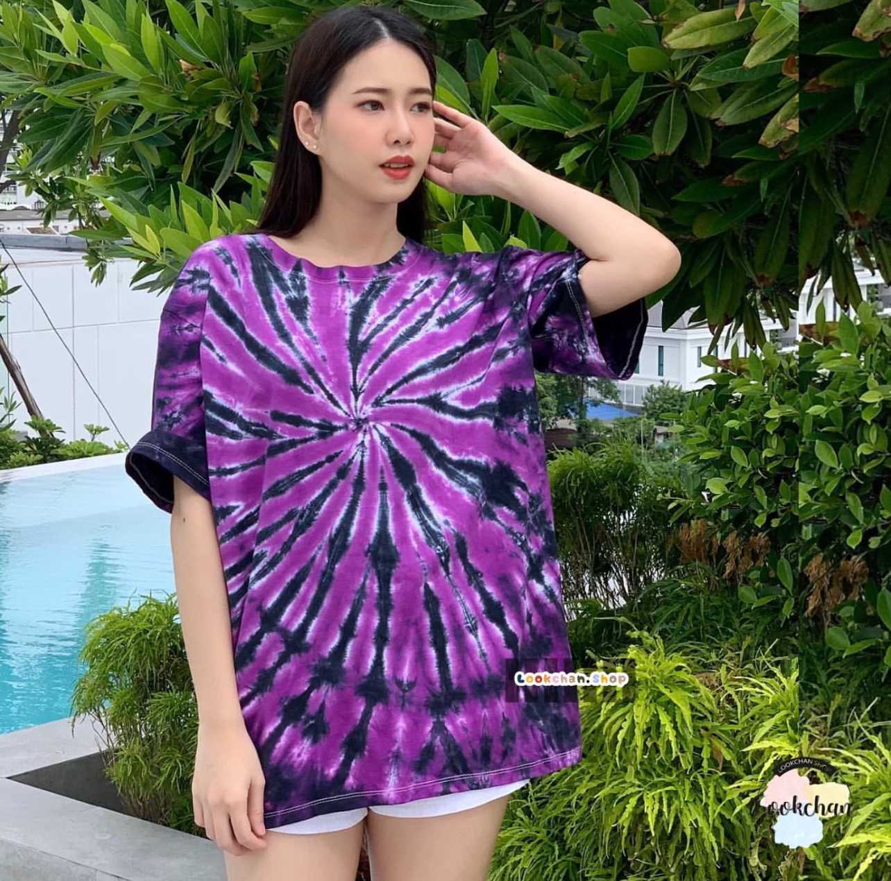 เสื้อ มัดย้อม สีม่วงดำ