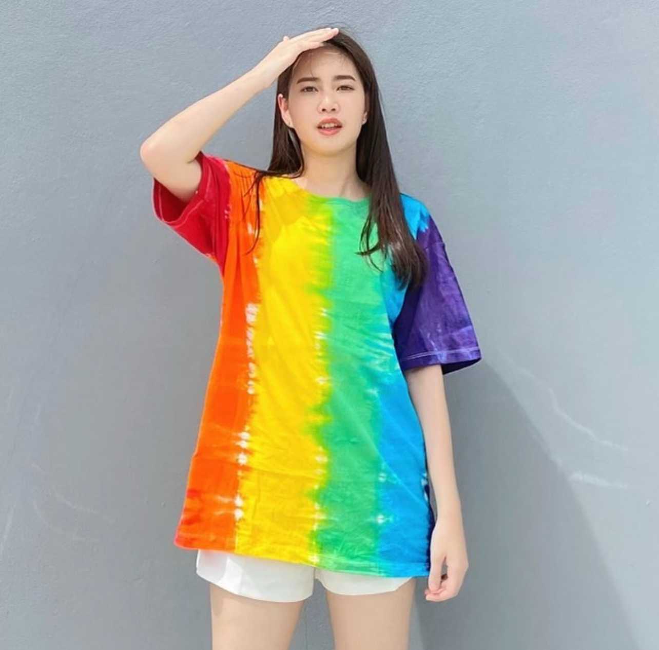 เสื้อ มัดย้อม Cotton100% สีLGBTQ