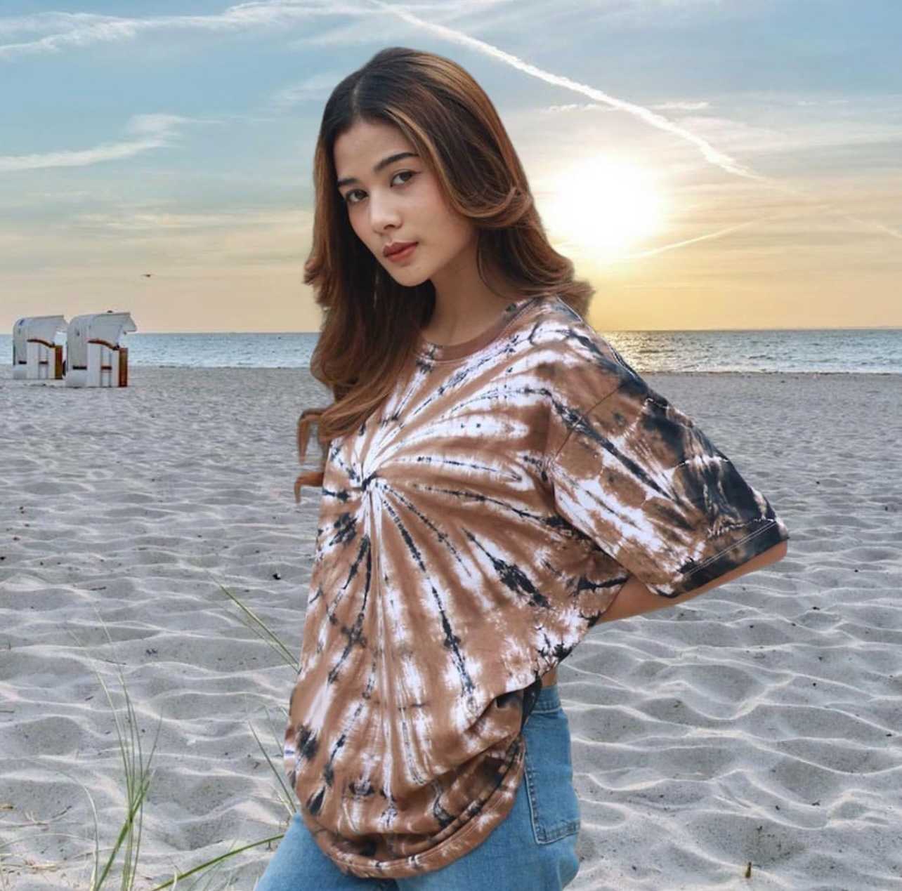 เสื้อ มัดย้อม Cotton100% สีน้ำตาล