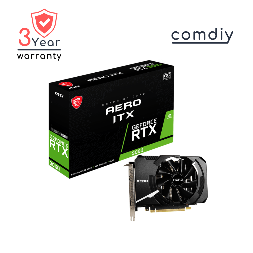 MSI GEFORCE RTX 3050 AERO ITX 8G OC 8GB LHR VGA การ์ดจอ by comdiy