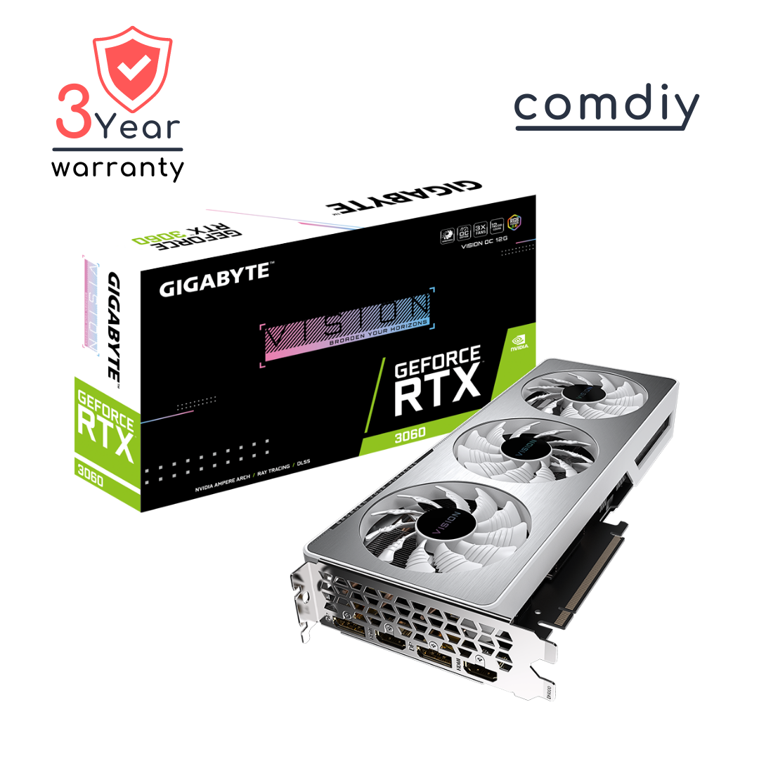 GIGABYTE GEFORCE RTX 3060 VISION OC 12G (REV. 2.0) (LHR) 12GB VGA การ์ดจอ by comdiy