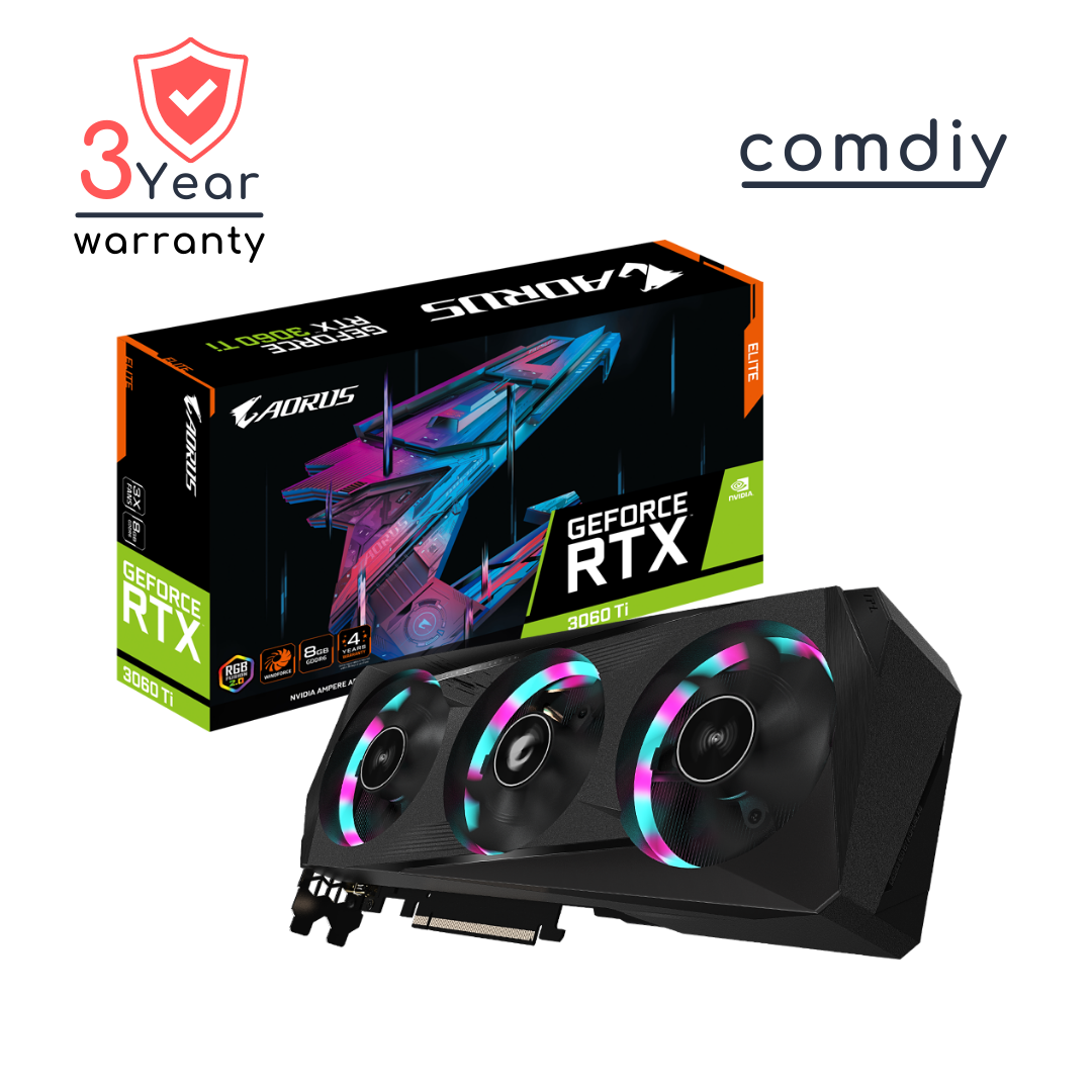 GIGABYTE AORUS GEFORCE RTX 3060 TI ELITE 8G 8GB (REV. 2.0)  (LHR) VGA การ์ดจอ by comdiy