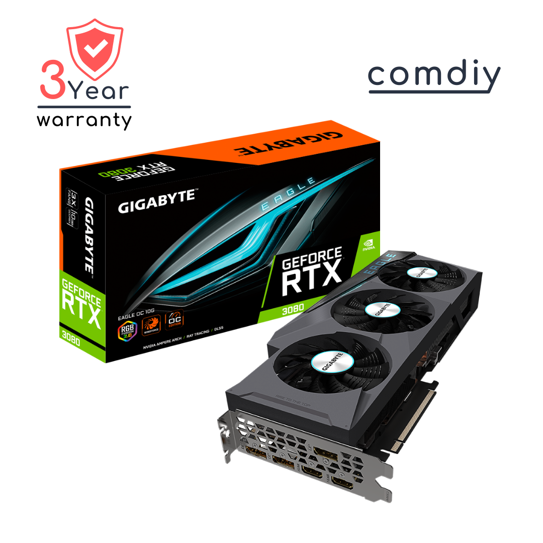 GIGABYTE GEFORCE RTX 3080 EAGLE OC 10G 10GB (REV. 2.0) LHR VGA การ์ดจอ by comdiy