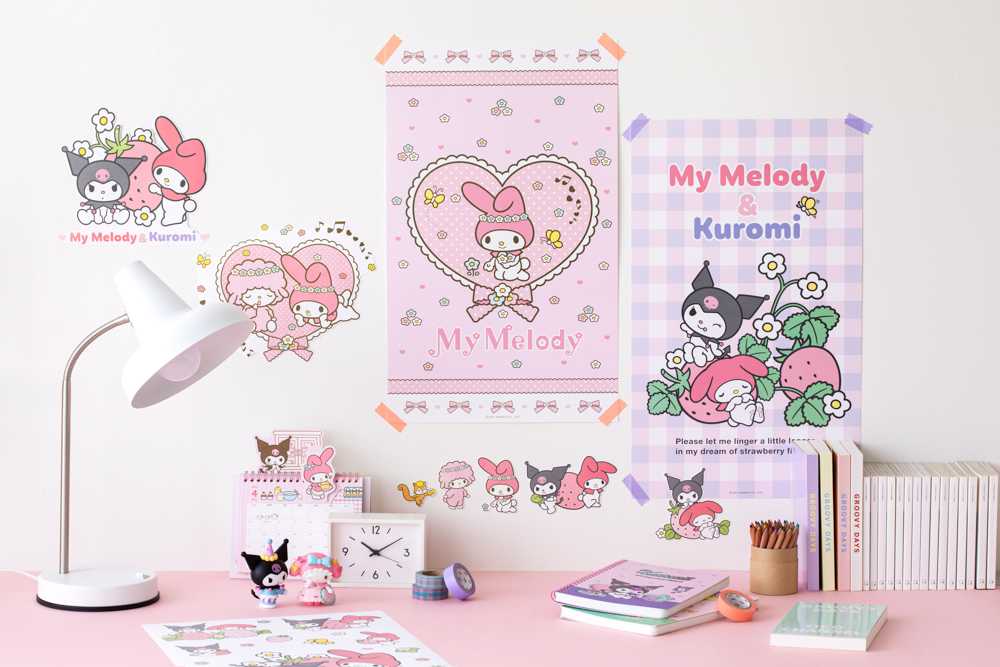 ( พร้อมส่ง ) Poster + Stickers Sanrio Set โปสเตอร์และสติกเกอร์ลายการ์ตูน ลิขสิทธิ์แท้ Sanrio Korea