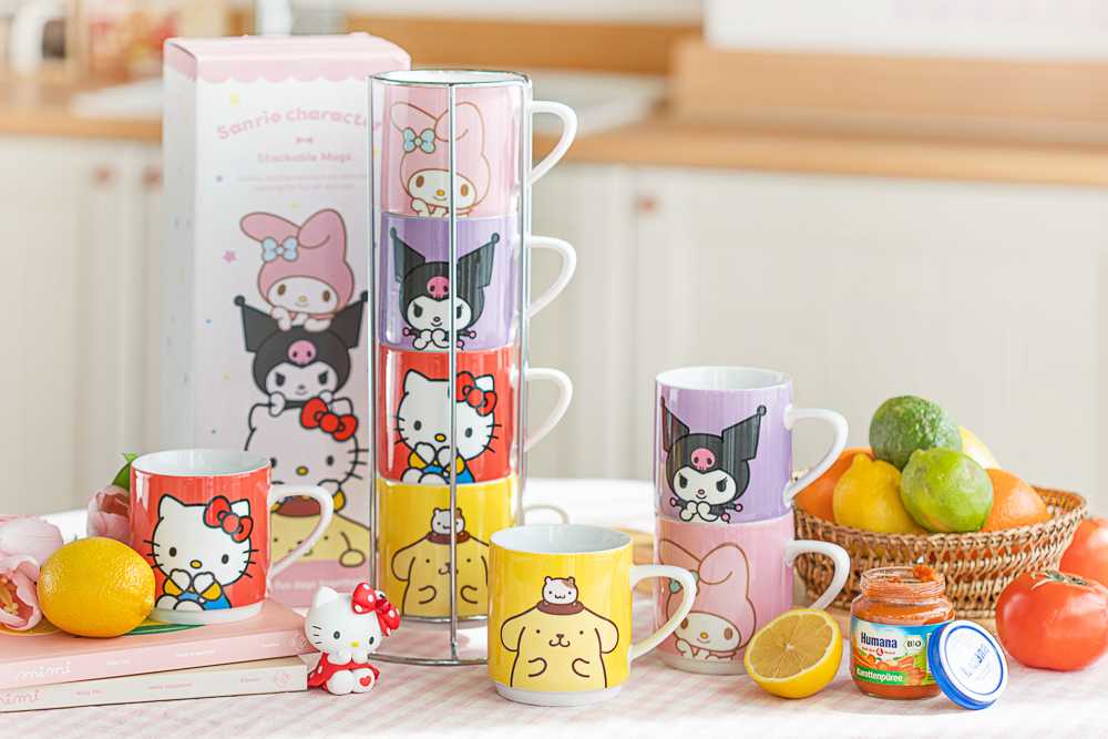 ( พร้อมส่ง ) Sanrio Stockable Mugs ชุดเซทแก้วน้ำ 4 ใบ พร้อมแท่นวาง