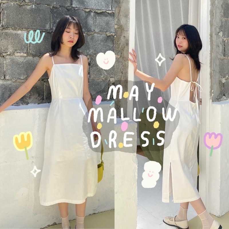 Chuuchop_พร้อมส่ง(C6863) 🌊🐬 May mellow dress เดรสยาวสายเดี่ยวโชว์หลังสีขาว