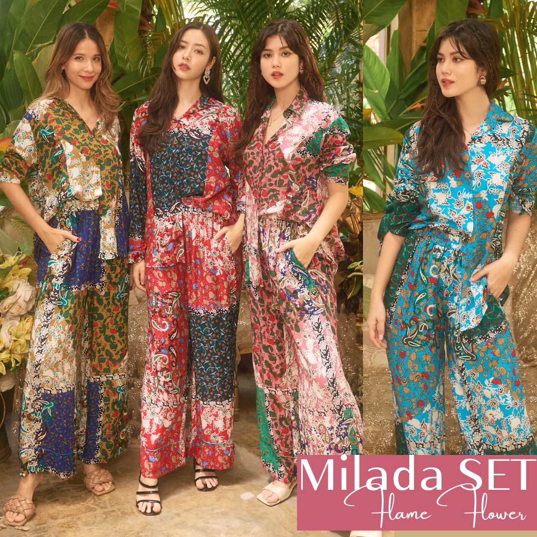 Set Milada Flame flower ชุดเซ็ทเสื้อเชิ้ต&กางเกง