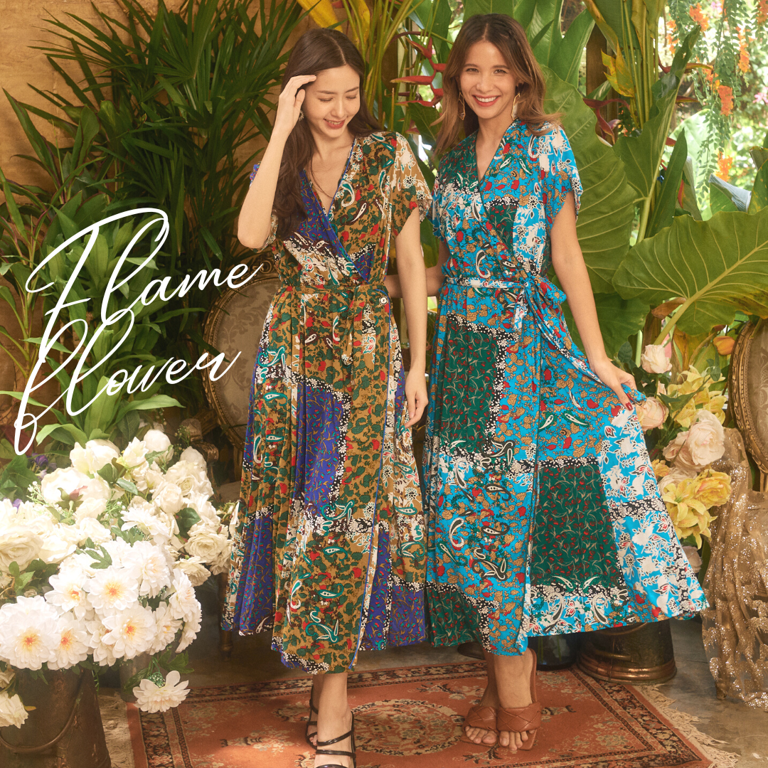 Dress wrap flame flower 2สี