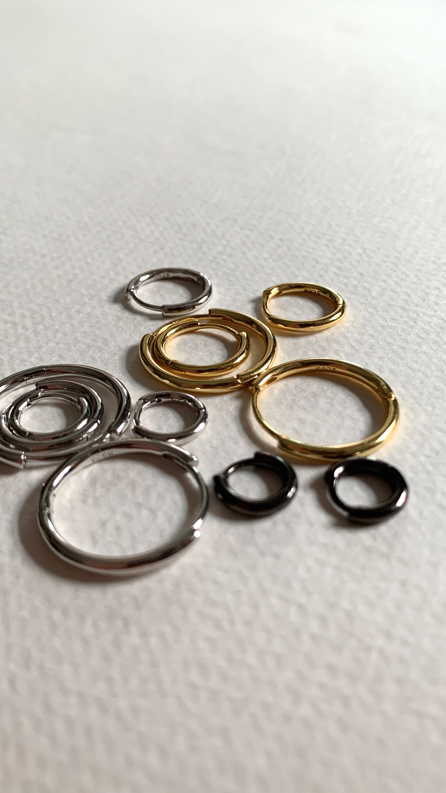 earrings #gmns925hoop 7mm, 9mm, 11mm, 17mm แบบบาง&หนา (จำหน่ายเป็นคู่) ใส่อาบน้ำได้