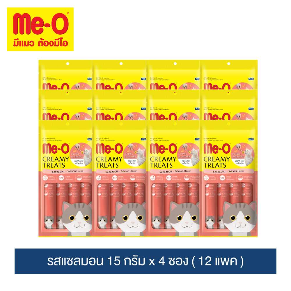 มีโอ ครีมมี่ ทรีต รสแซลมอน 15 กรัม x 4 ซอง 12 แพค