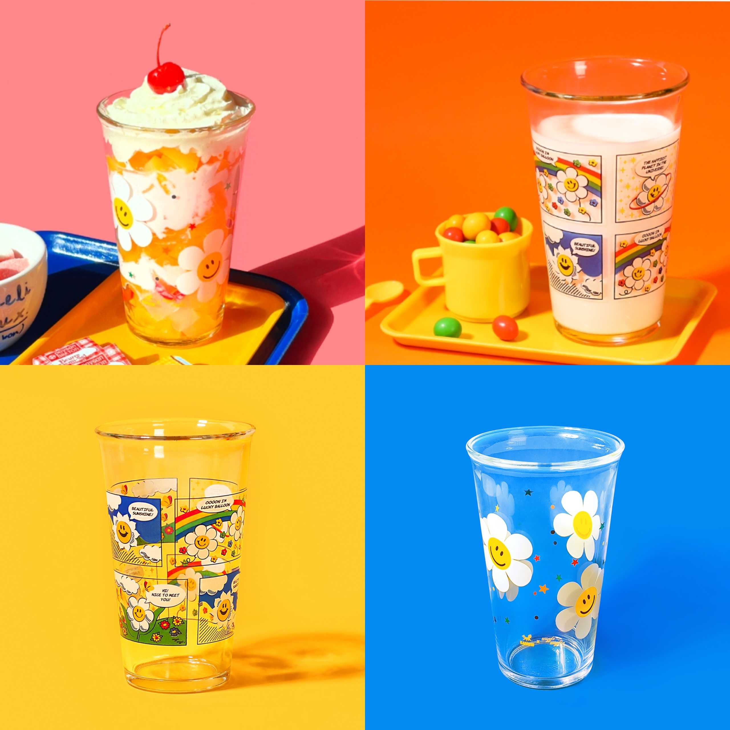 ( พร้อมส่ง ) Wiggle Wiggle x Glasslock Glass Cup 500ml แก้วน้ำ
