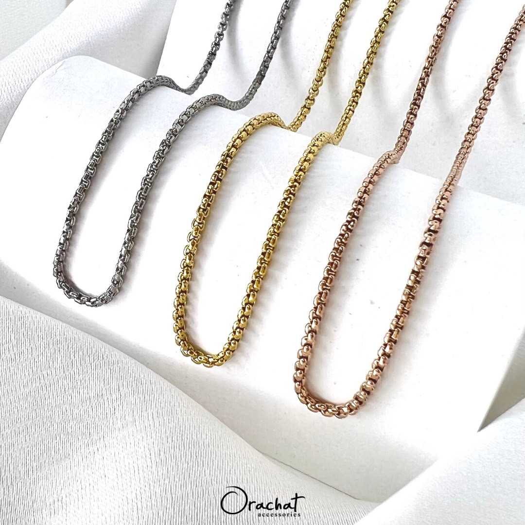 (ส่งฟรี) Classy nude 14k necklace. (สร้อยคองานชุบ 14k สแตนเลส สวย ทน โดนน้ำหอมได้ ไม่ลอก)