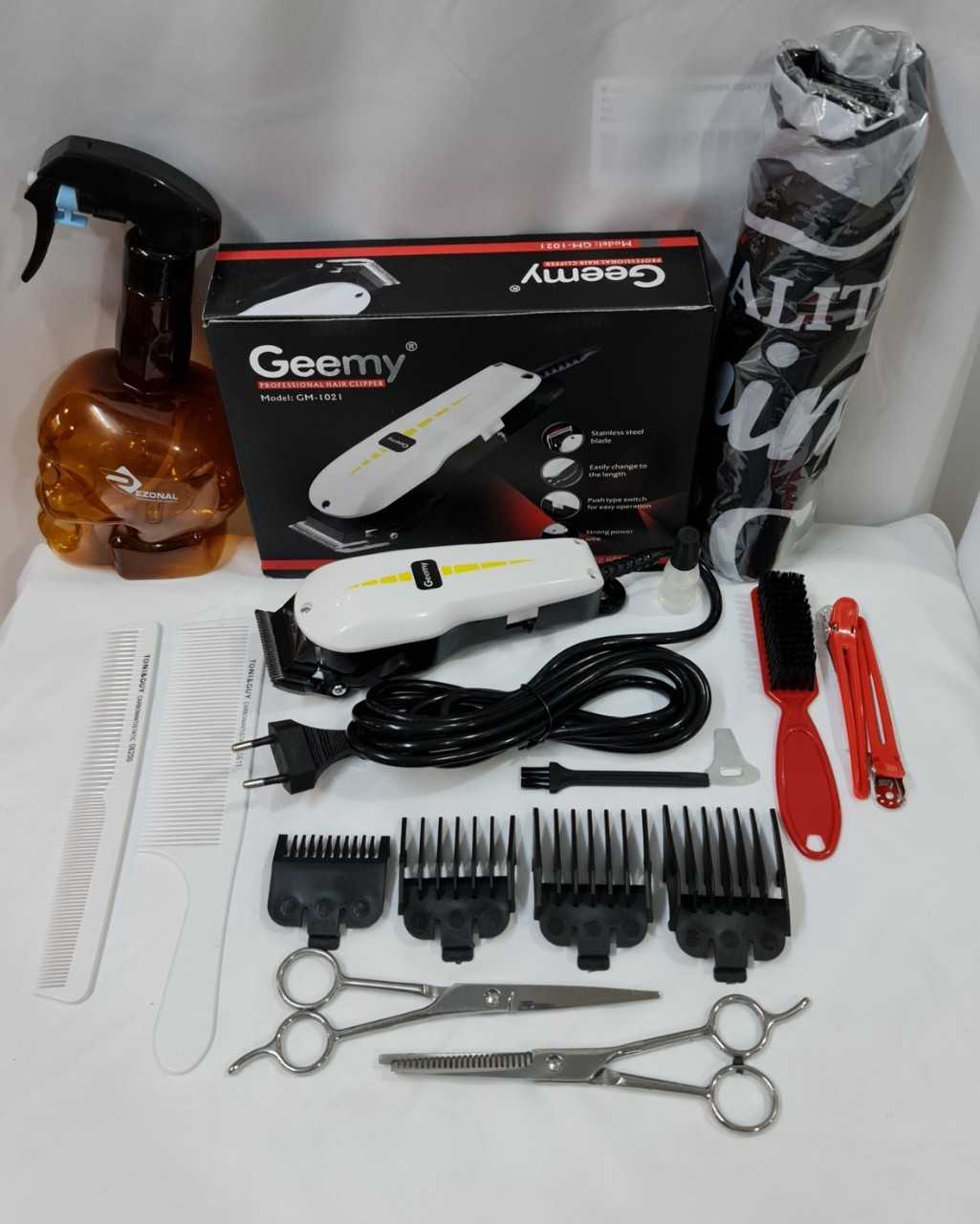 เซ็ตปัตตาเลี่ยนมีสาย Gemei GM-1021 สีขาวพร้อมอุปกรณ์และกรรไกร