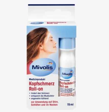 ลูกกลิ้งลดอาการปวดหัวและไมเกรน  Mivolis Kopfschmerz-Roll on, 15 ml