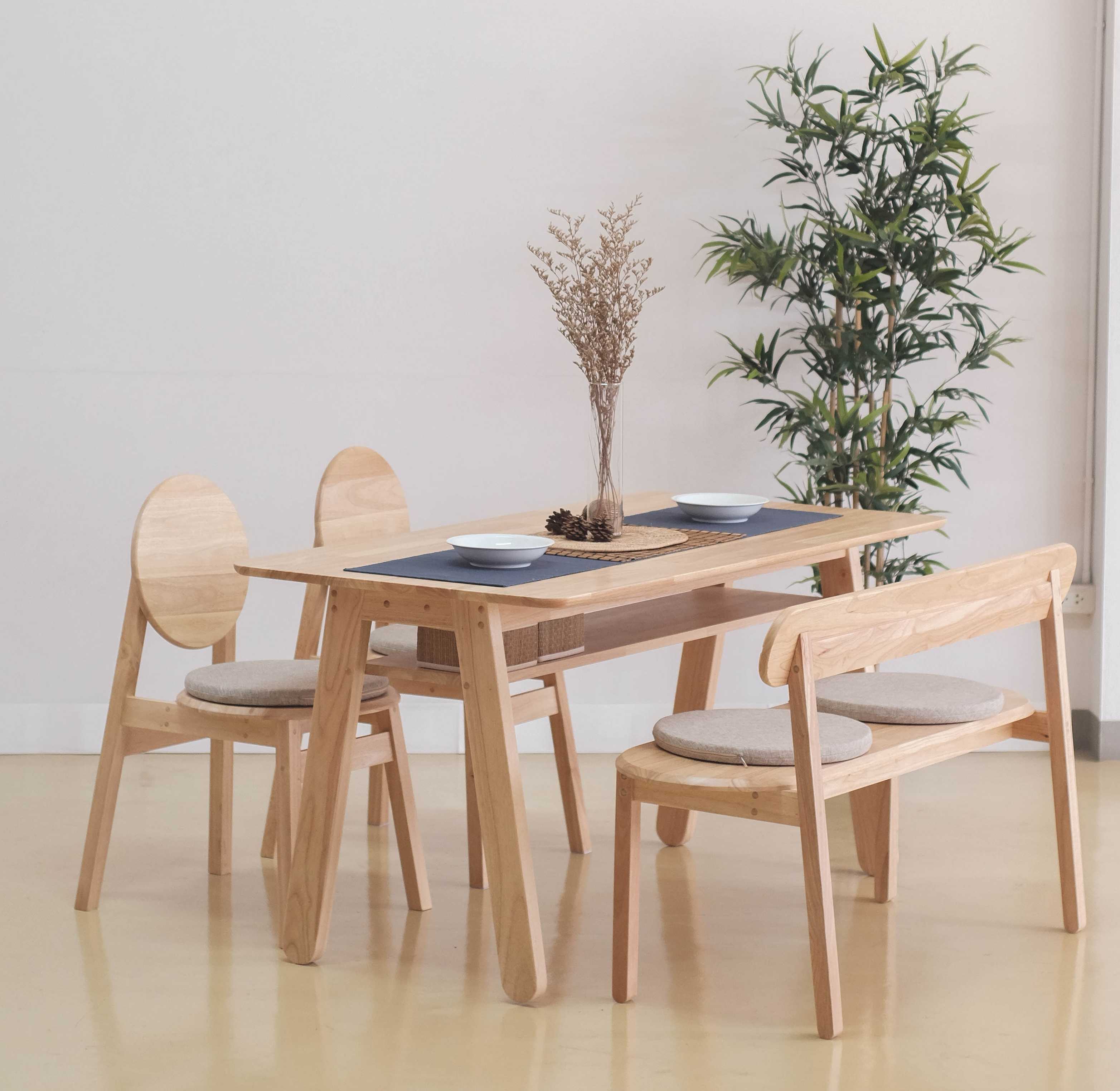 ชุดโต๊ะอาหาร HANA 120x75x75 + TAIYOU Chairs + KANI Bench 120 - mini 4 seats