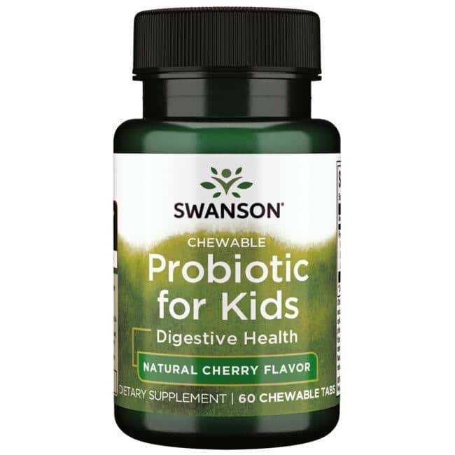 Swanson Probiotics Probiotic for Kids 3 billion CFU-Natural Cherry Flavor 60 Chewables