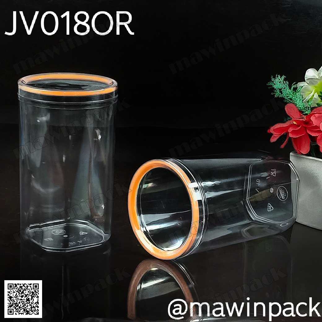 P111JV018OR กล่องชุดPSเล็กส้ม 1000CC สีใส ปลีก 1 ใบ