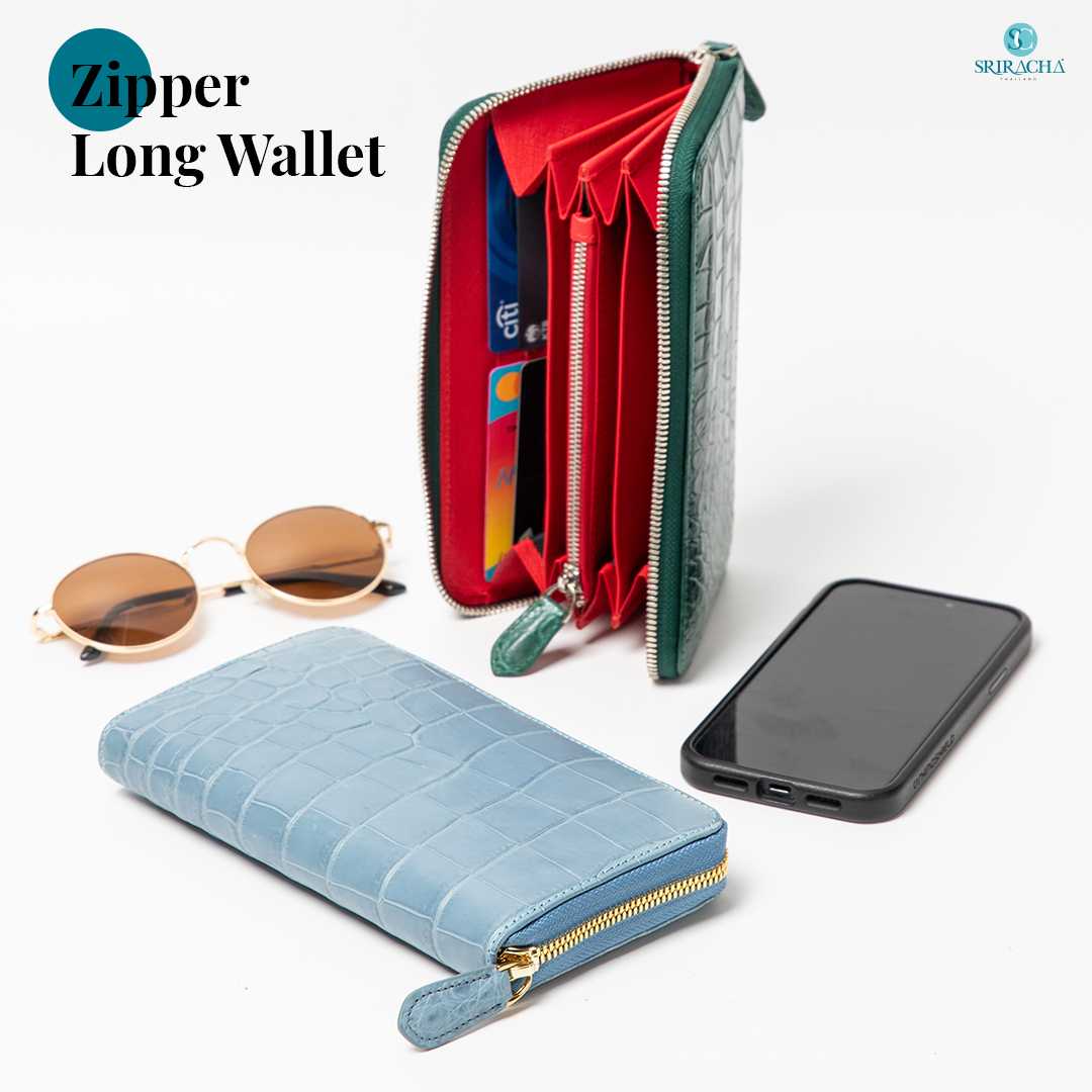 กระเป๋าสตางค์ยาวซิปรอบ หนังจระเข้แท้  Long Zipper Wallet