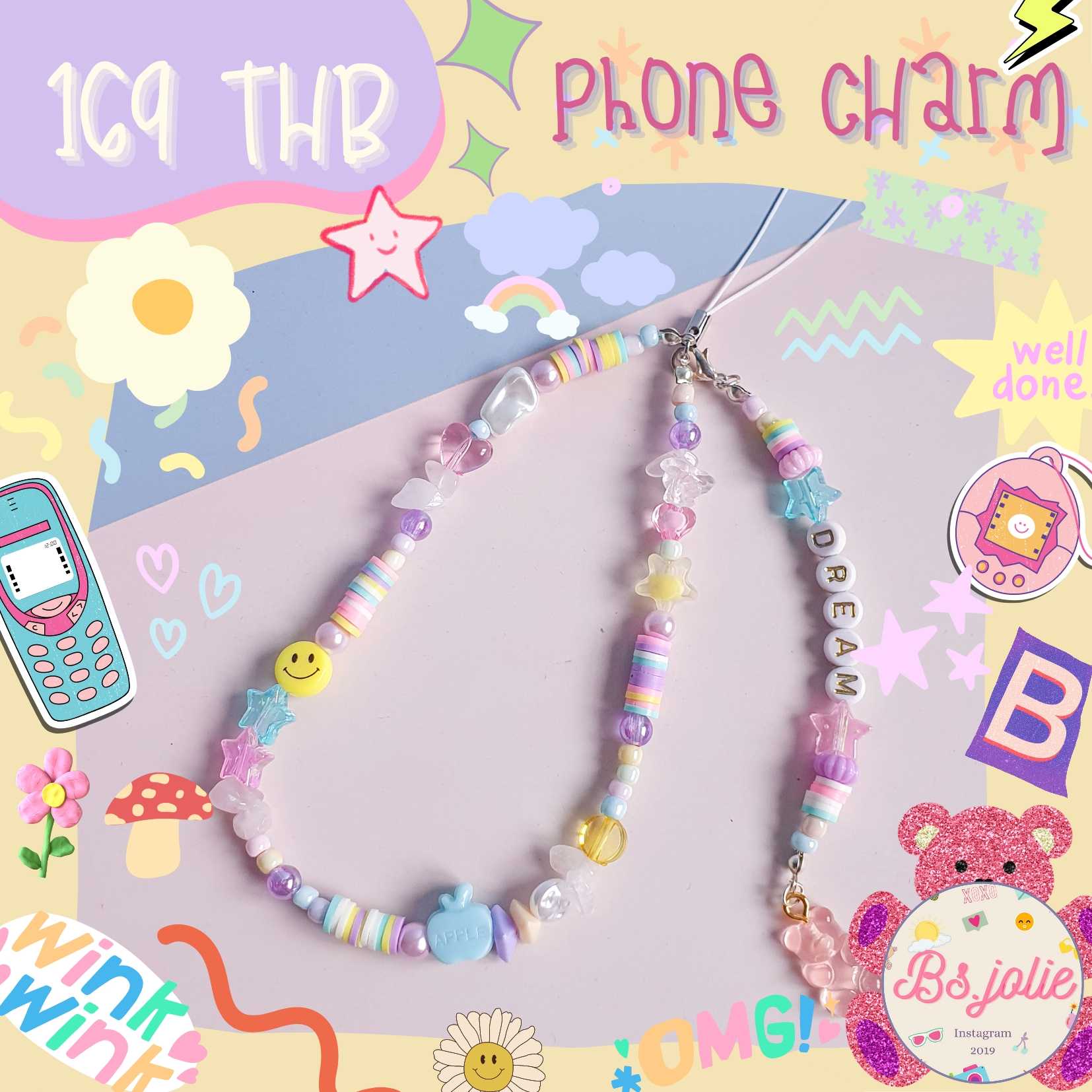 Phone charm โทนพาสเทล จี้น้องหมี