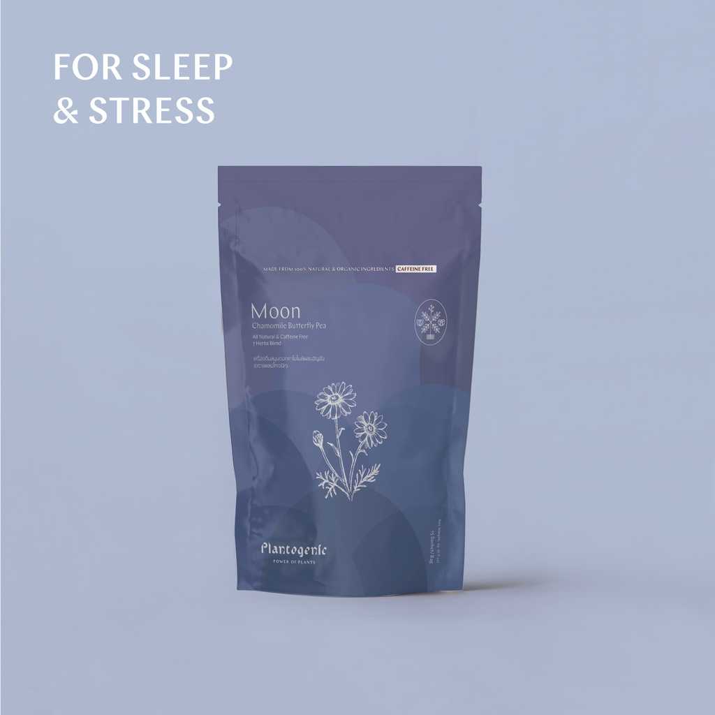 Plantogenic MOON : Sleep & Stress เครื่องดื่มสมุนไพรคาโมมายล์ อัญชัญ BBF 07/01/27