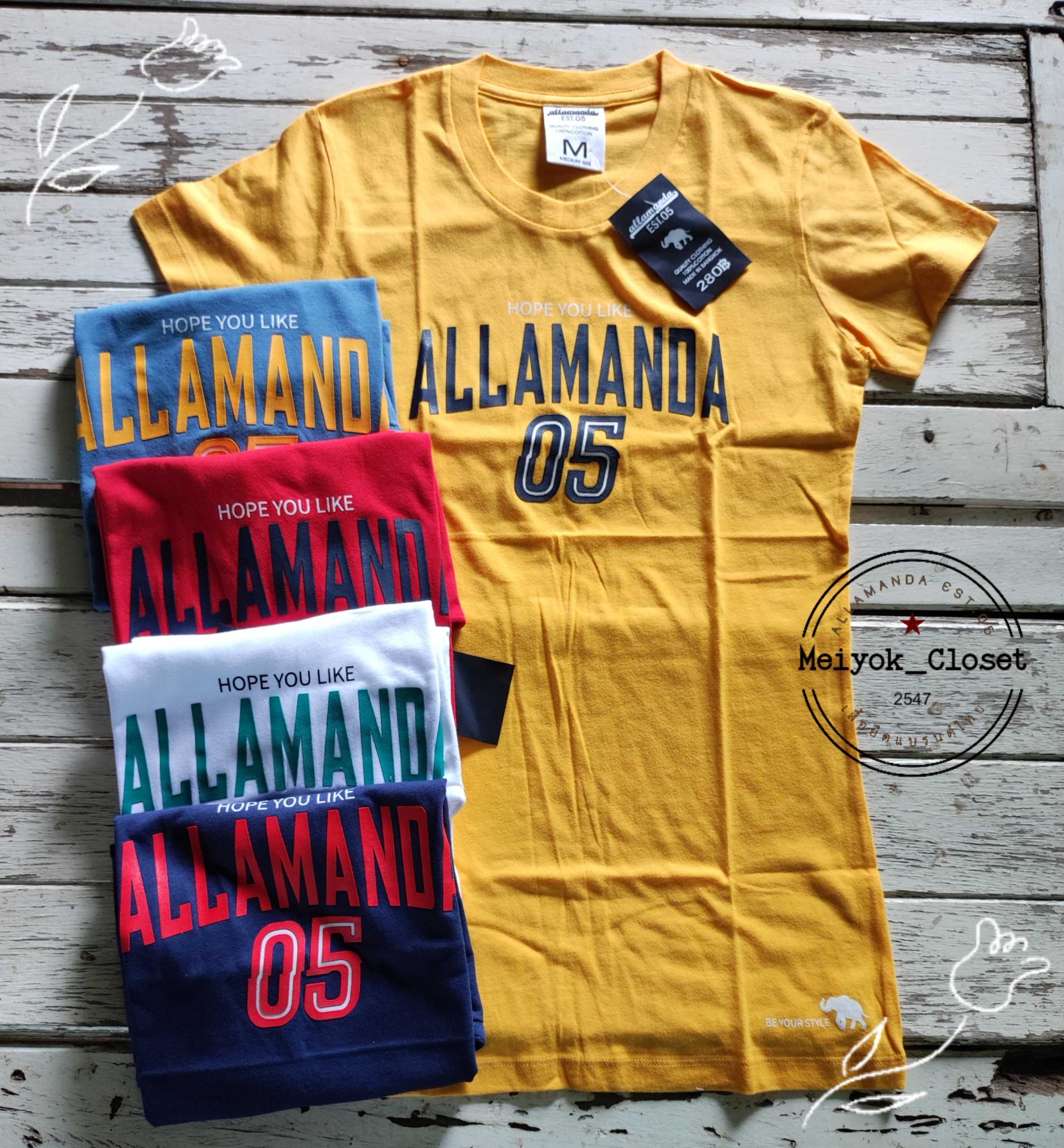 Allamanda เสื้อยืดคอกลม เสื้อยืดทรงเข้ารูป สกรีนหน้าอก  งานสกรีนคุณภาพ