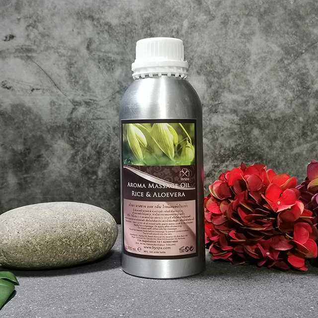 Aroma massage Oil Rice & Aloevera น้ำมันนวดตัวอโรมา กลิ่น ไรซ์แอนด์อโลเวร่า  1,000 ml.