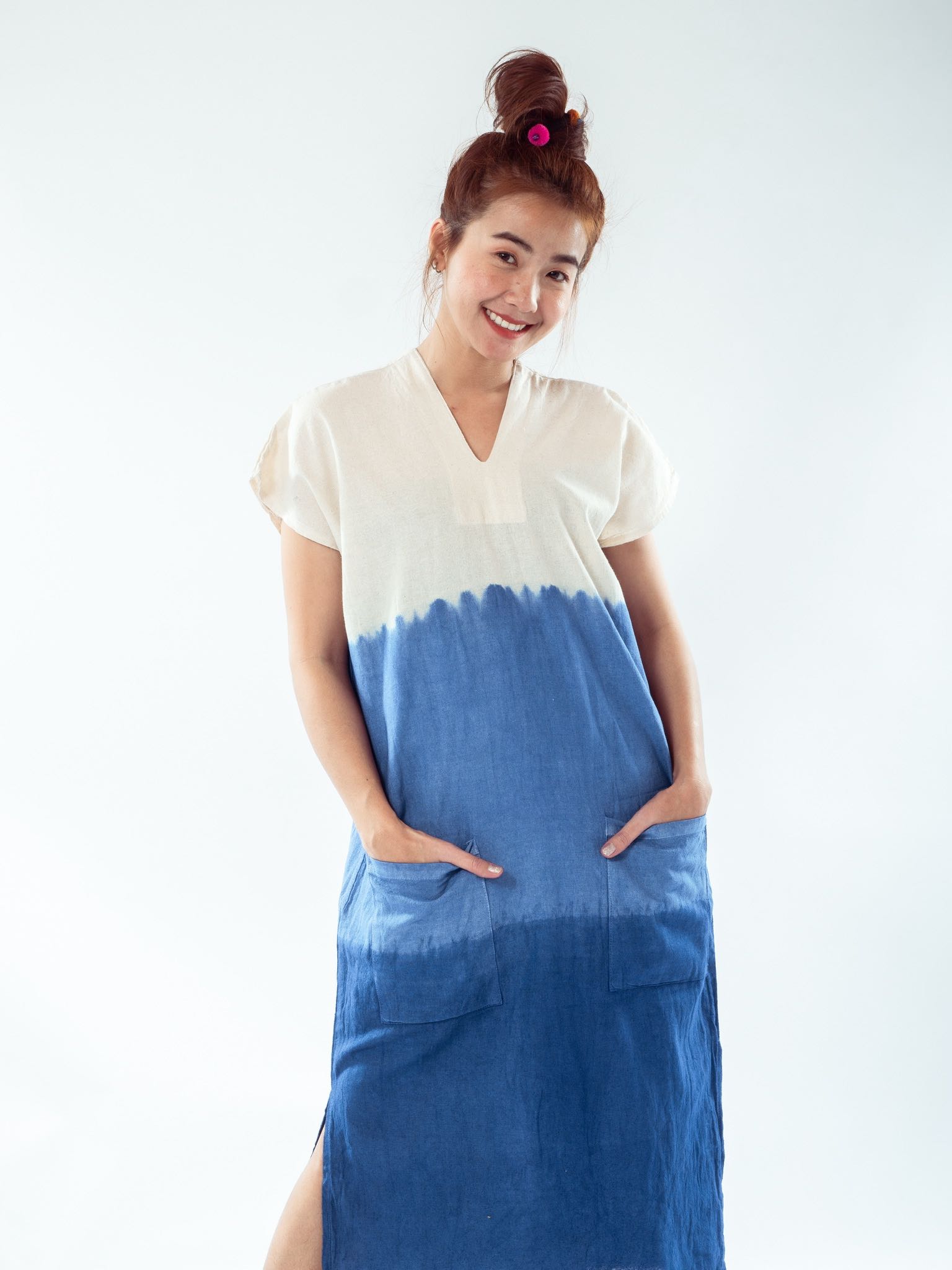 เดรสคอกะเหรี่ยงผ้าฝ้าย