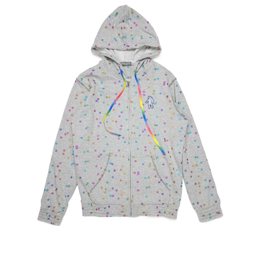 Cotton French Terry Hoodie Jacket With Rainbow Dots Screen Print and Astronaut Embroidered.