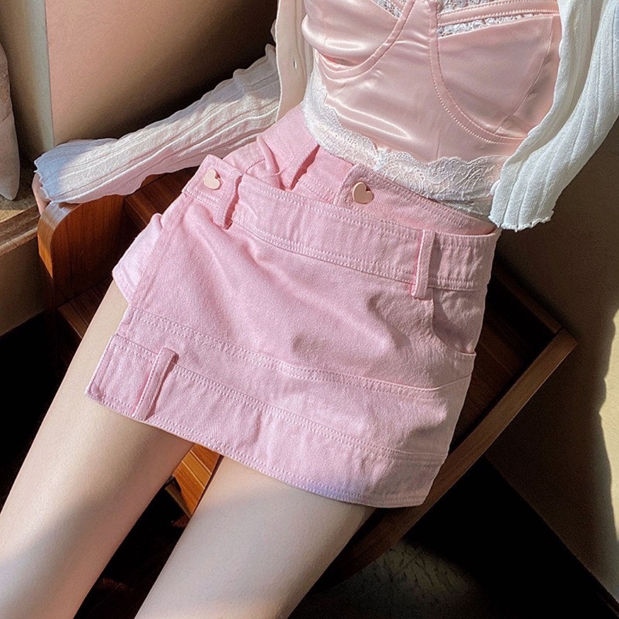 (sold out) Pink heart skirt pants (J&T)