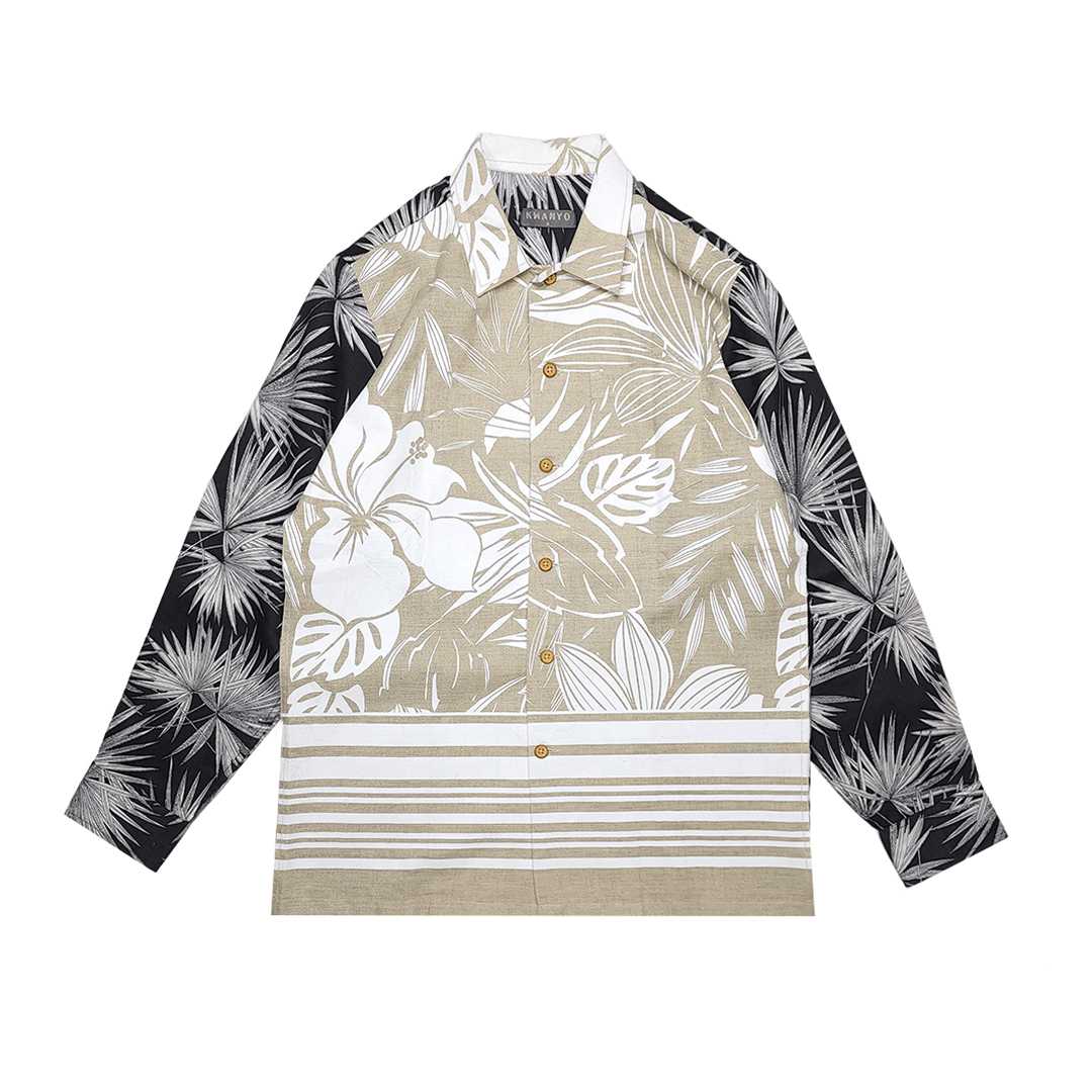 Tropical Screen Print Hawaiian Shirt With Embroidery.