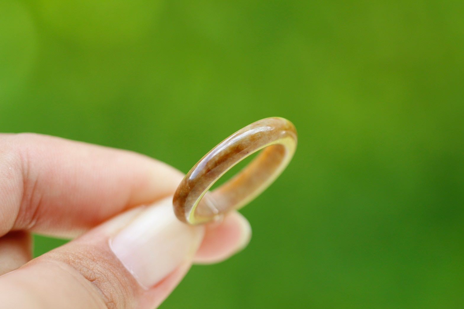 Natural Yellow Honey Jade Ring Size 56