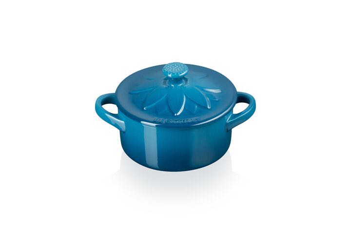 10CM MINI COCOTTE SUNFLOWER RELIEF CK DEEP TEAL