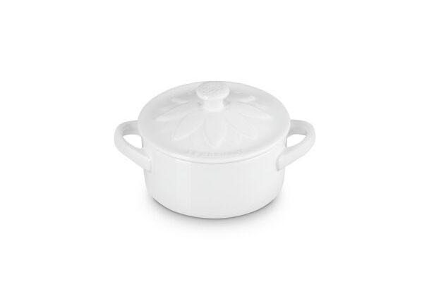 10CM MINI COCOTTE SUNFLOWER RELIEF CK WHITE