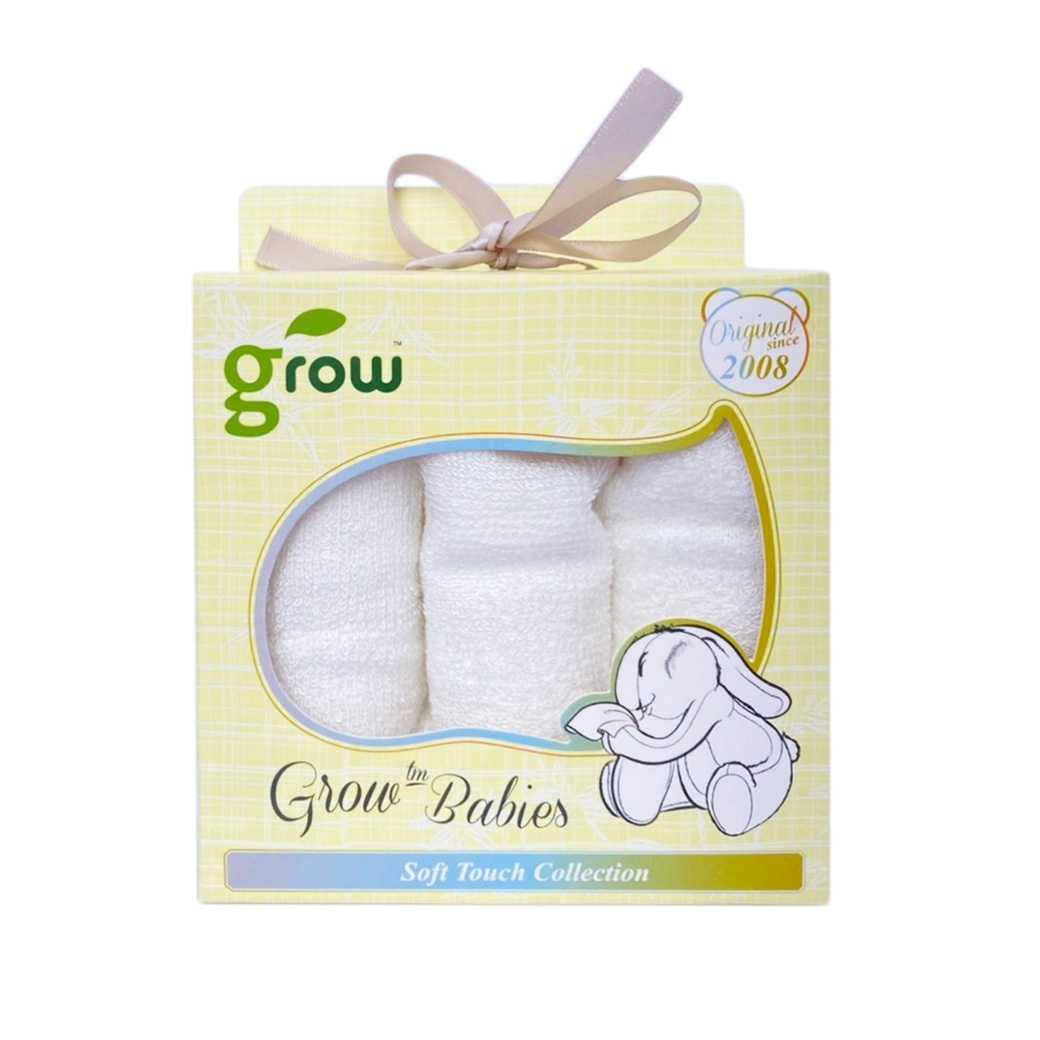 ผ้าเช็ดหน้า ทารก จากเส้นใยไผ่ Grow Bamboo Face Towel เเพ็ค 3 ผืน