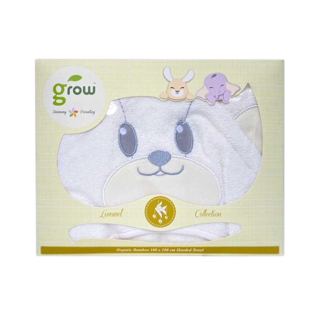 ผ้าเช็ดตัว ใยไผ่ Grow Bearboo Hooded Towel ผ้าขนหนูมีหมวกลายหมี