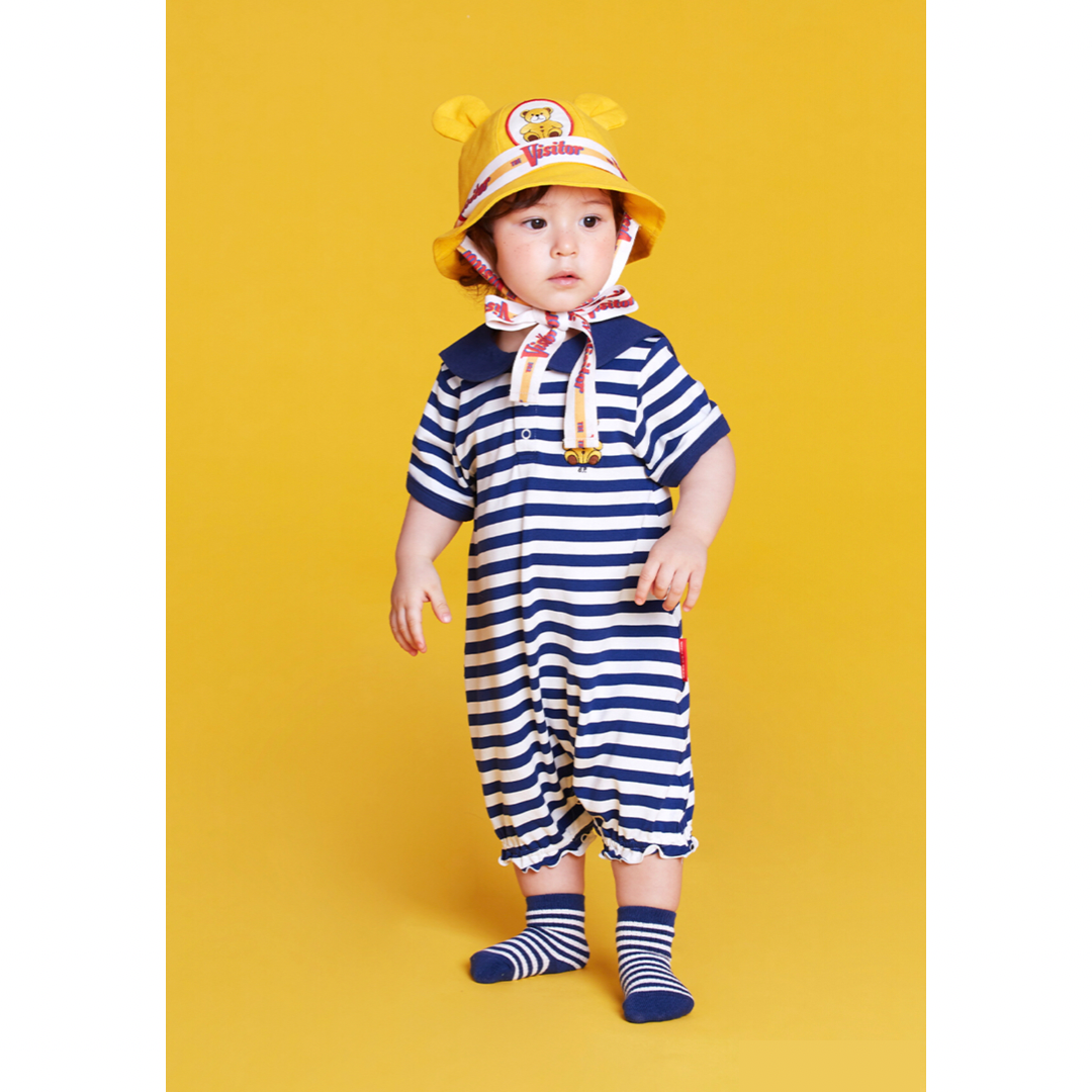 Famille Bear Baby Stripe Summer Overall