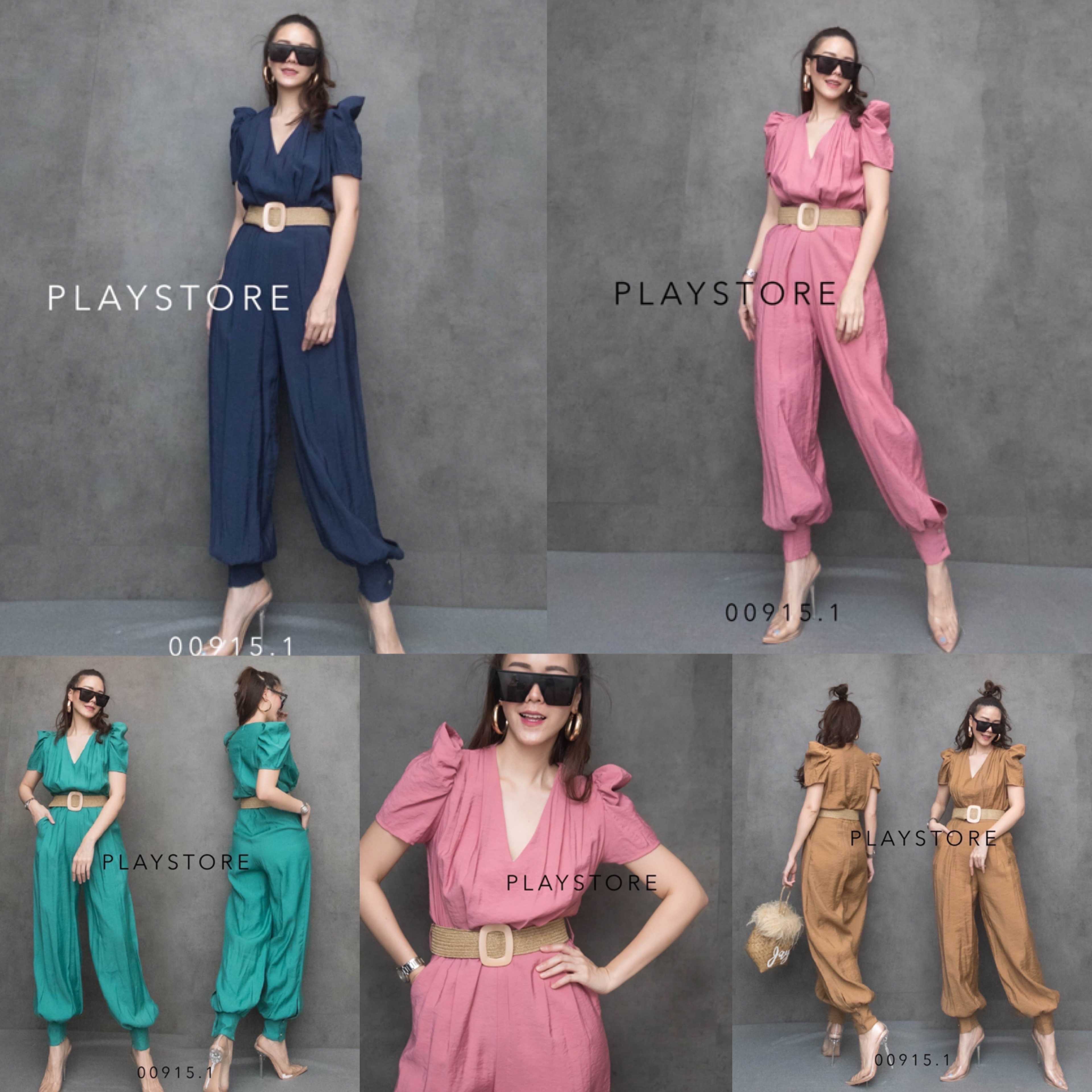(นางแบบใส่ชุดขาย) PuffY MiNiHaReM JumpsuiT จั้มสูท กางเกงทรงขาจั้มน่ารัก จั้มสูทขายาว พร้อมเข็มขัด