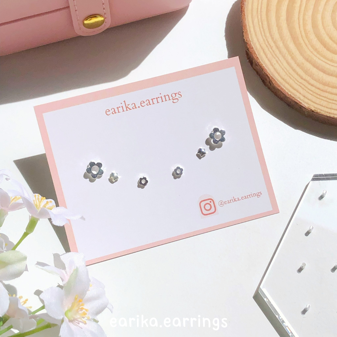 earika.earrings - silvery daisy set เซ็ตต่างหูก้านเงินแท้ คนแพ้ง่ายใส่ได้